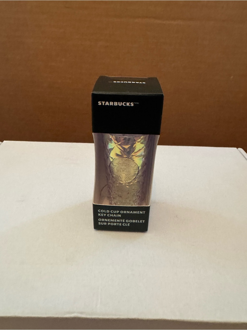 Starbucks Iridescent Silver Cold Cup Keychain Ornament